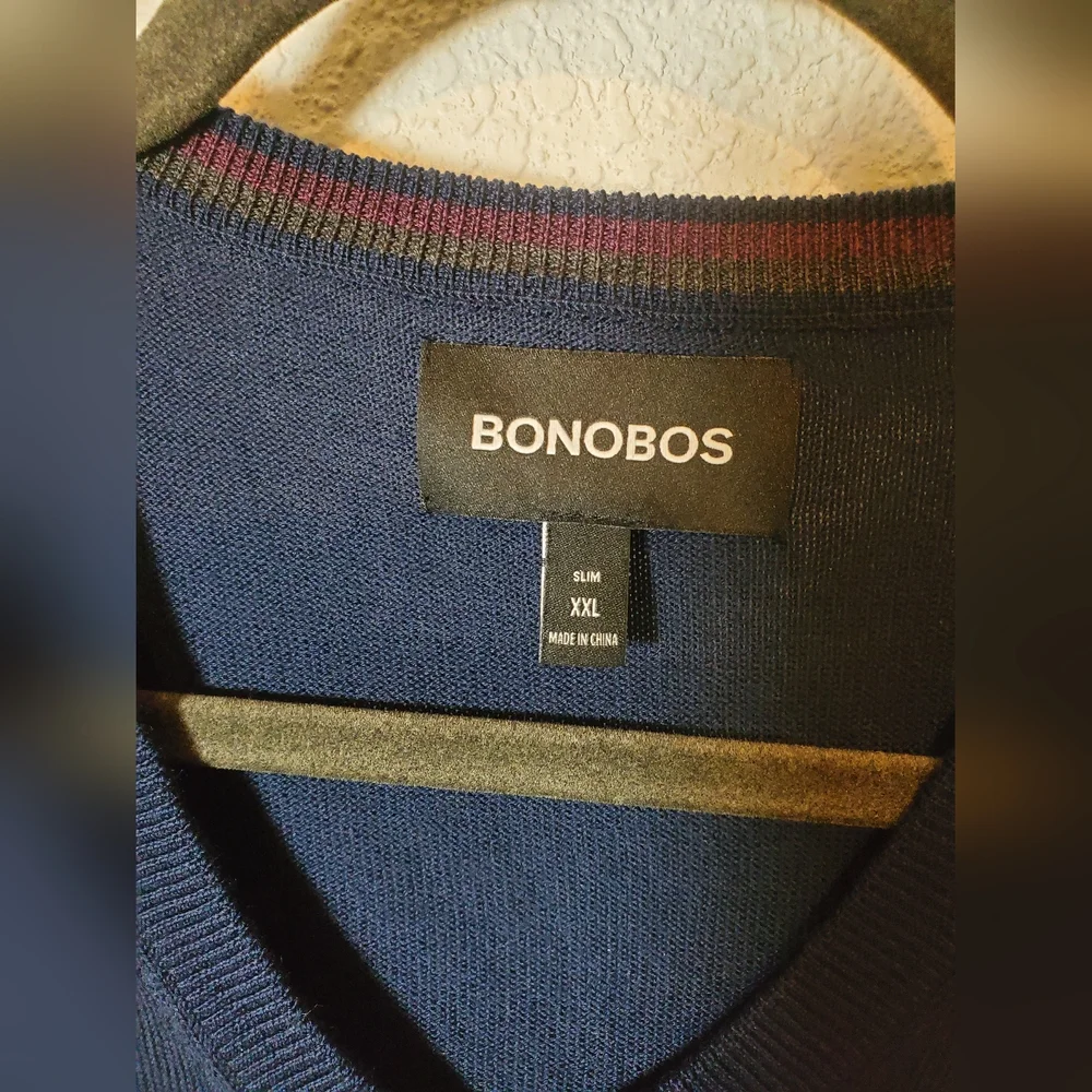 Bonobos Blue Tint  100% Merino Wool Crew Neck Sweater Size XXL Xl slim